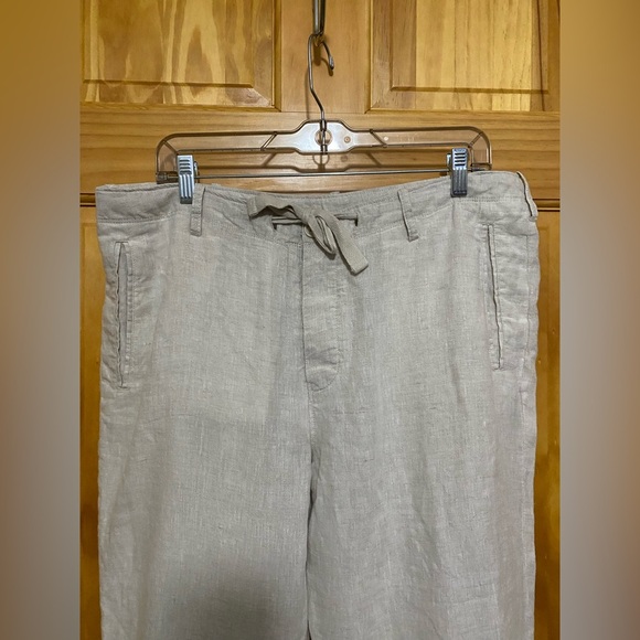 Perry Ellis Men’s Cream Colored Button Fly 100% Linen Pants.  34 X 30. - Picture 3 of 8